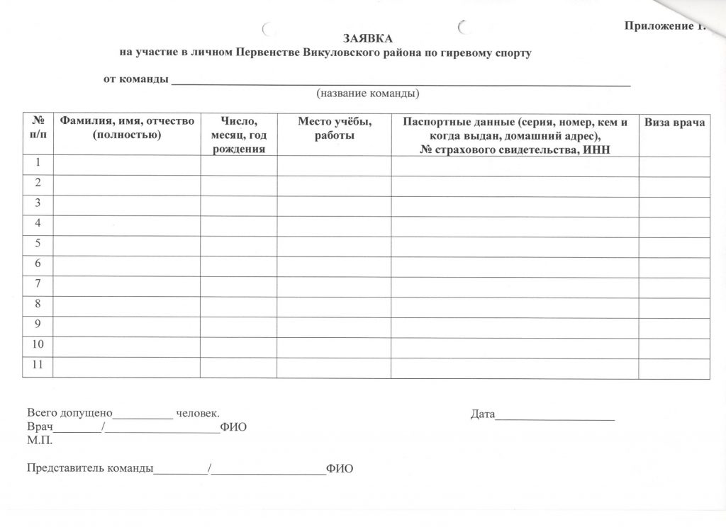 Техническая заявка по баскетболу образец